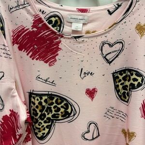 Allison Daley Pink Top with Heart and Abstract Print